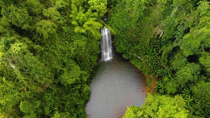 Aerial view of Pasy or Pa Sy waterfalls in Mang Den, Kon Tum province, Vietnam - obrazy, fototapety, plakaty