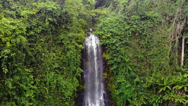 Aerial view of Pasy or Pa Sy waterfalls in Mang Den, Kon Tum province, Vietnam