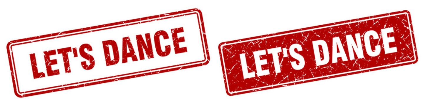 let's dance stamp set. let's dance square grunge sign