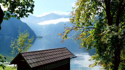 Bootshaus am Hallstätter See, Salzkammergut, Österreich