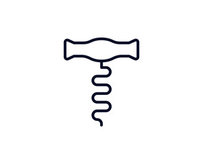 Corkscrew icon. Bar black line sign. Premium quality graphic design pictogram. Outline symbol icon for web design, website and mobile app on white background. Monochrome icon of corkscrew.