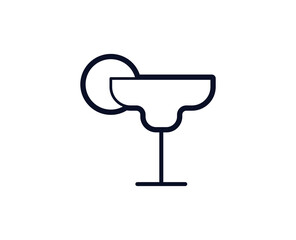 Cocktail icon. Bar black line sign. Premium quality graphic design pictogram. Outline symbol icon for web design, website and mobile app on white background. Monochrome icon of coctail 