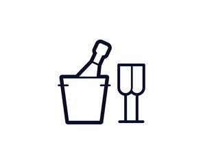 Champagne icon. Bar black line sign. Premium quality graphic design pictogram. Outline symbol icon for web design, website and mobile app on white background. Monochrome icon of champagne