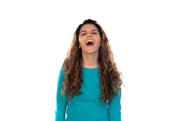 Casual woman with wavy and long hair