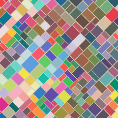 Colorful square and rectangle shapes in a row as mosaic tiles. Vector illustration.