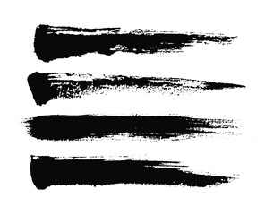Grunge brush strokes, splashes, ribbons. Ink painting. Set collection. Vector. Black and white, monochrome. Hand drawn, paper texture	
