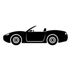 Obraz premium Car convertible icon. Black silhouette. Side view. Sports transport. Vector flat graphic illustration. The isolated object on a white background. Isolate.