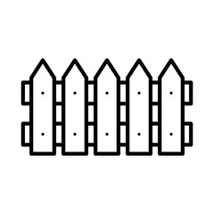Fence icon. Front view. Black contour silhouette. Vector flat graphic illustration. The isolated object on a white background. Isolate.
