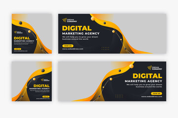 Corporate business social media post with facebook cover web banner - obrazy, fototapety, plakaty