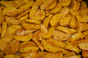 golden baked young potatoes for dinner