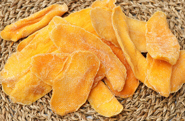 Mango. dry mango on wood background