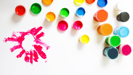 painting picture on white paper with Gouache Paint.