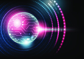 Abstract Technology Background Set Electronic Globes and Purple Light for the Internet, Websites, Computer Graphics and Businesses.