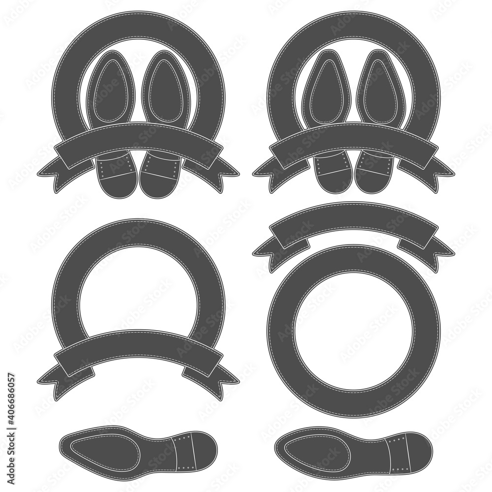 Poster set of illustrations with shoe soles. isolated vector objects on a white background.