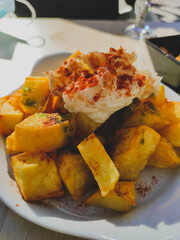 Patatas bravas with ajoaceite, Spanish tapa