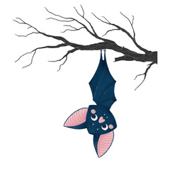 bat halloween cute card hand drawing - 406687422