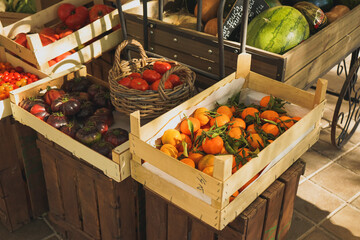 Self service fruit store with many organic products