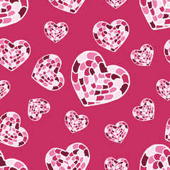 Seamless vector pattern with color hearts