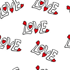 Seamless vector pattern with color sign Love