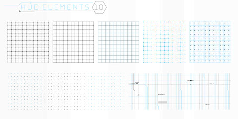 A set of HUD grids elements for a futuristic interface.