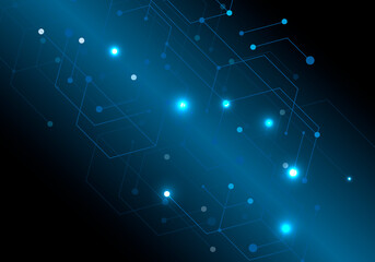 Obraz na płótnie Canvas Hexagon technology connect for web design on blue background. Abstract modern backdrop. Creative vector concept. High tech digital technology concept. Futuristic backdrop