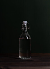 Glass bottle with water. Detox.  Zero waste