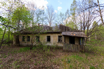 house mazanka in the village of Chernobyl zone
