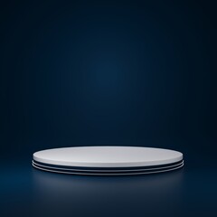 Luxury white  Product Stand in blue room ,Studio Scene For Product ,minimal design,3D rendering