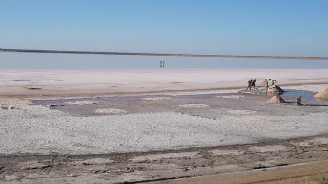 Extraction of salt. Salt mining site. salt lakes