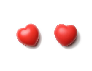 red rubber heart isolated on white background