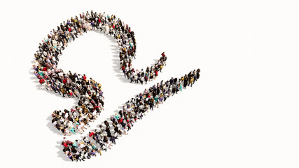 Concept or conceptual large gathering  of people forming an libra zodiac sign on white background. A 3d illustration symbol for  esoteric, the mystic, the power of prediction of astrology