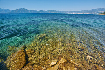 Rocky mountain Islands in the Bay of Marmaris. Seascape
