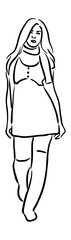 Cat walking woman ,Fashion stock illustration