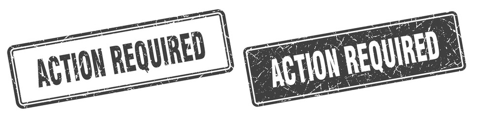 action required stamp set. action required square grunge sign