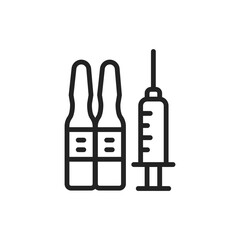 Injection treatment black line icon. Isolated vector element.