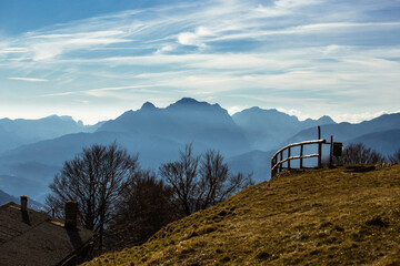Countryside hiking panorama and Apuan alps, San Pellegrino, Tuscany