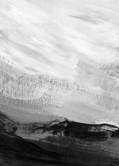 Abstract monochrome landscape for creative design of posters, packaging, banners, websites, wallpapers, magazines, branding, advertising and other projects. Acrylic on paper.