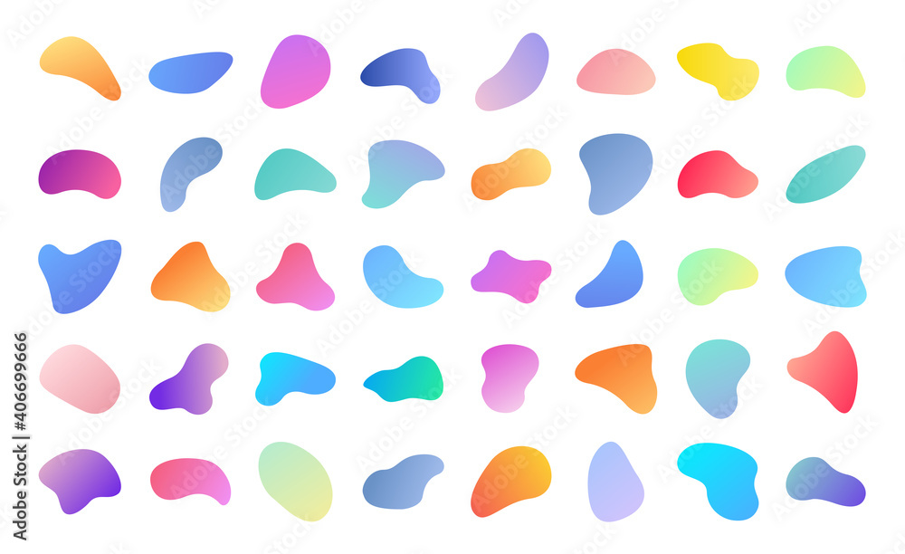 Wall mural abstract blotch shape. liquid shape elements. set of modern graphic elements. fluid dynamical colore