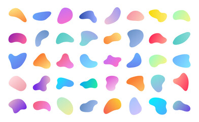 Abstract blotch shape. Liquid shape elements. Set of modern graphic elements. Fluid dynamical colored forms banner. Gradient abstract liquid shapes. Vector illustration. © iiierlok_xolms