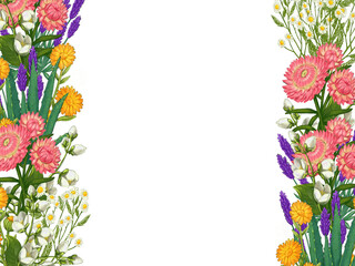 Obraz premium Hand drawn medicinal plant frame. Healing herbs border. isolated on white background