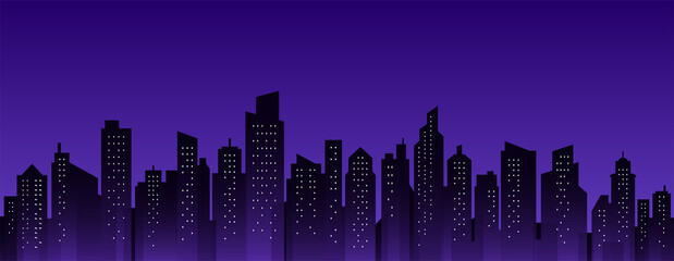 City skyline silhouette. City landscape template. Urban landscape. Vector illustration.