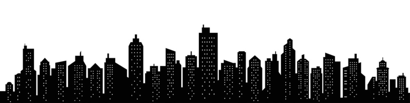 City skyline silhouette. City landscape template. Urban landscape. Vector illustration. © iiierlok_xolms
