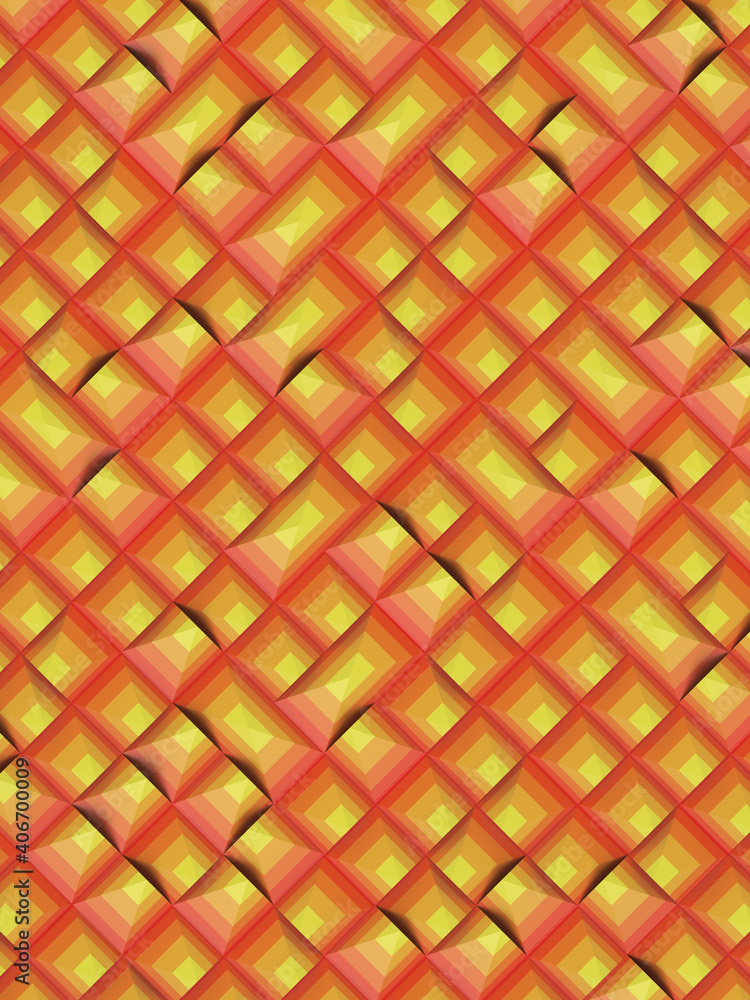 Aufkleber Abstract 3d rendering pattern of randomly arranged geometric shapes. Orthographic projection Modern digital illustration