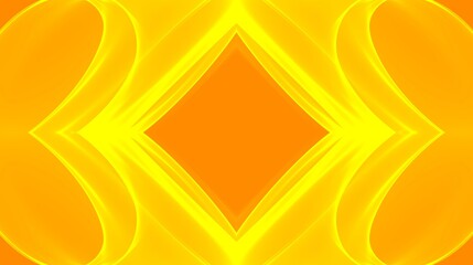 Gorgeous yellow with symmetrical shape ornament background, abstract design isolated on orange background