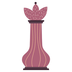 The figure of the chess Queen in a cartoon style with a free line isolated on a white background. Vector illustration of a chess rook, a sports game. The queen in the battle of chess players