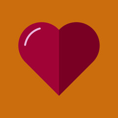 Heart shaped or red icons and have a dark red shadow on an orange background.