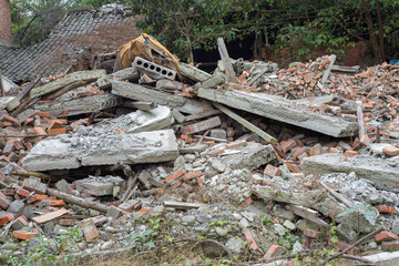 The ruins left by the demolition
