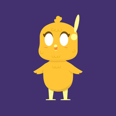 vector illustration of chibi chicks or poultry characters. surprised or shocked chicks. cartoon animal funny, cute, and adorable. flat style. design elements