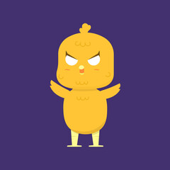 Fototapeta premium vector illustration of chibi chicks or poultry characters. angry or annoyed chicks. cartoon animal funny, cute, and adorable. flat style. design elements