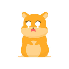 vector illustration of guinea pig or hamster character. the crying and sad expression of the hamster. funny, cute, and adorable animals. flat style. design elements. can be used for mascot stickers